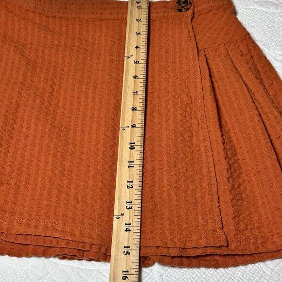 Urban Outfitters Orange Gingham Wrap Pleated Mini Skirt Women's Small-Petite - Picture 10 of 15